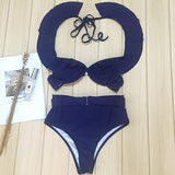High Waist Swimsuit Ruffle Swimwear