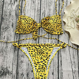Leopard Printed High Cut Bikinis Set