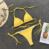 String bikini Solid Women Swimsuit