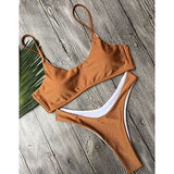 Sexy Women Triangle Padded Bra Push-up Thong Bikini