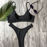 Sexy Women Triangle Padded Bra Push-up Thong Bikini