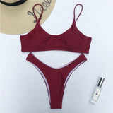 Sexy Women Triangle Padded Bra Push-up Thong Bikini