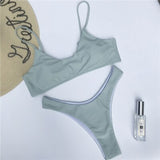 Sexy Women Triangle Padded Bra Push-up Thong Bikini