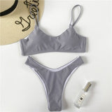 Sexy Women Triangle Padded Bra Push-up Thong Bikini