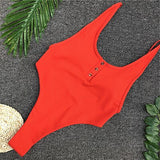 One Piece Black Ribbed Women Swimwear