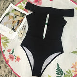 Sexy Off The Shoulder Solid Swimwear