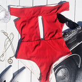 Sexy Off The Shoulder Solid Swimwear