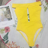 Sexy Off The Shoulder Solid Swimwear