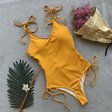 One Piece Lace Hollow At Sides Swimwear