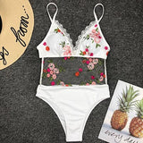 One Piece Flower Transparent Sexy Swimwear