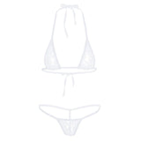 Sexy Bikinis Swimwear Women Mesh Halter Top G-string Swimsuit
