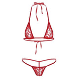 Sexy Bikinis Swimwear Women Mesh Halter Top G-string Swimsuit