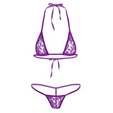 Sexy Bikinis Swimwear Women Mesh Halter Top G-string Swimsuit