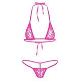 Sexy Bikinis Swimwear Women Mesh Halter Top G-string Swimsuit